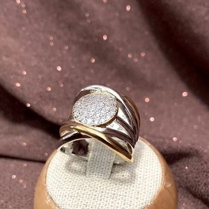 Amazing Two Tone White Pave CZ’s Ring